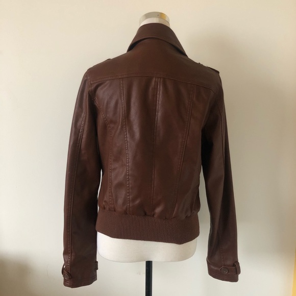 ::SOLD:: Asymmetrical Zip Vegan Leather Jacket - Picture 4 of 10